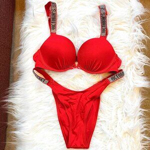 NWOT Victoria's Secret Bombshell Rhinestone Shine Bikini - 34B | M